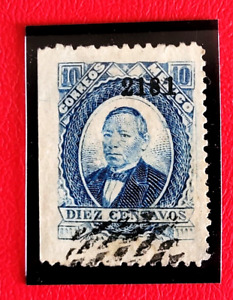Mexico/1879 Benito Juarez/-10c-blue.VF.Numeral 2181. Imperf in one side See pic