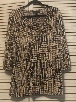 Blusa Pulôver Feminina Dana Buchman Marrom Gola Redonda Tamanho Extra Grande - Imagem 1 de 4