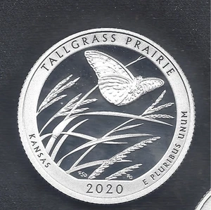 2020 S Silver Proof U.S. TALL GRASS PRAIRIE Quarter - .999 Silver - Picture 1 of 2