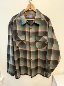 Vintage 60er 70er 2XL XXL Pendleton Tartan kariert Wolle Langarm Knopf Hemd USA - Bild 1 von 15