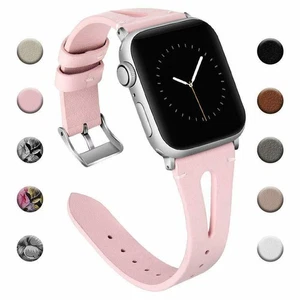 Band Strap Replacement Leather Slim For Apple Watch Series Ultra 2 9-1 SE - Picture 1 of 22