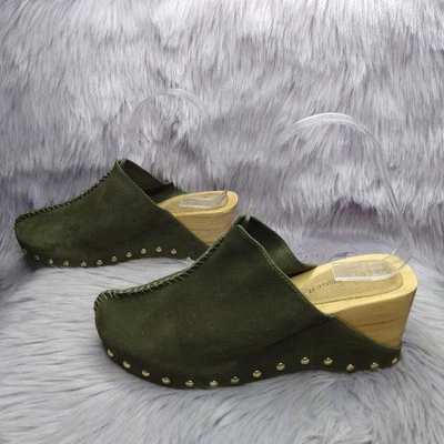 NUEVO Zuecos Anthropologie Kelsi Dagger Brooklyn Journal Gamuza Plataforma Talla 7 Verde  Foto 1 de 4