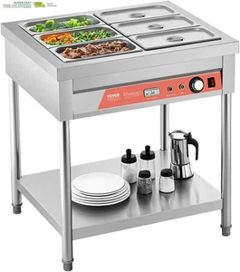 Kommerzieller Speisenwärmer, 6 x 1/3 Pfannen Elektrischer Dampftisch, 1500 W Professioneller Bu - Bild 1 von 12