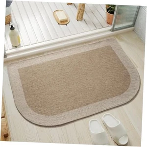 Halbrunde Badematte, dünne Badezimmerteppiche passen unter Tür 16" x 24" A-beige braun - Bild 1 von 7