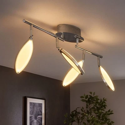 WOFI Deckenlampe Spotleiste Deckenleuchte Chrom LED Wohnzimmerlampe beweglich L 87 cm