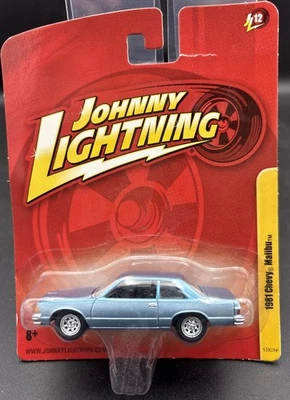 Johnny Lightning 1981 Chevy Malibu Blue Rare Color Sealed On Card New Old Stock - Image 1 of 4
