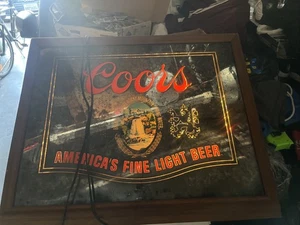 Insegna Specchio Birra Illuminata Vintage 1978 Coors Originale 25X20,5 Rara Bar Rocky Pure - Foto 1 di 23