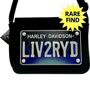 Schultertasche Handtasche Beuteltasche - Harley-Davidson Liv2Ryd Metallplatte Neu mit Etikett - Bild 1 von 6