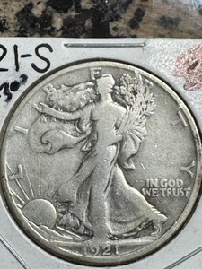 1921-s Liberty Walking Half Dollar, Very Nice Better Date Coin, Free shipping - Picture 1 of 2