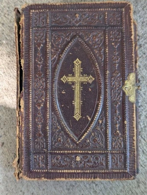 Christian Guide to Salvation Antique Prayer Book FR Pustet Clasp Leather Gilt  - Image 1 of 4