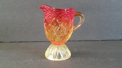 Vintage Kanawha Amberina Leaf Design Footed Mini Pitcher - Image 1 of 4