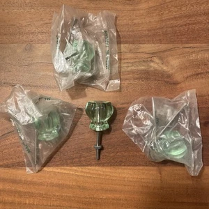 Set of 4 Coke Bottle Green Depression Glass Cabinet Drawer Knobs Vintage 1.25" - Picture 1 of 4