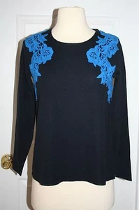 J.CREWLACE APPLIQUÉ SWEATER SIZE XS NAVY AZURITE - Picture 1 of 4