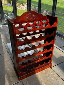 Carved Mahogany 30 Bottle Wine Rack in Unmarked Condition and Never Been Used - Picture 1 of 3