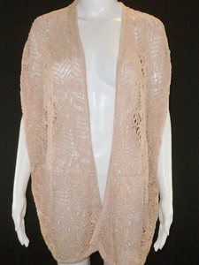 Capa/poncho Chico’s Travelers Crochet Frontal Abierto Rosa Talla S/M Mezcla de Algodón - Imagen 1 de 4