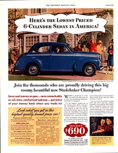 Pubblicità stampa rivista Studebaker berlina 1941 originale d'epoca sabato sera - Foto 1 di 1