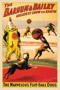 1901 Barnum & Bailey Dogs & Clowns Vintage Style Circus Poster - 24x36 - Picture 1 of 3