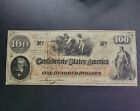 1862 RARE  Jefferson Davis Confederate $100 Richmond Interest Paid Watermark