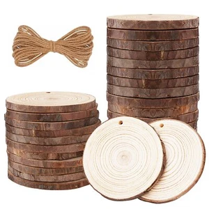 Natürliche Holzscheiben 30 Stk. 7-8cm Unbehandeltes Holz Kit Naturbelassene H... - Bild 1 von 7