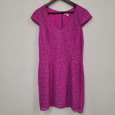 Lilly Pulitzer Womens Cap Sleeve Sheath Dress Size 12 Pink Resort Preppy Office — 第 1/4 张图片