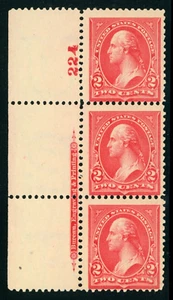 USA 1895 Washington 2¢ Carmine Scott # 267 Inscription Plate Number MNH J47 - Picture 1 of 6