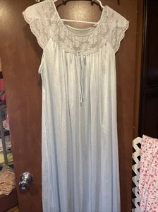 Vtg Gilead Nightgown Baby Blue Lace Yoke Sz L Cap Sleeve. Long Gorgeous 6931 - Picture 1 of 5