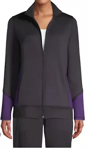 St John's Bay Active Knit Midweight Black/Purple Med Track Jacket NWT Retail $37 - Picture 1 of 2