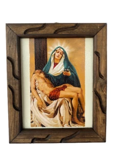 Virgen La Piedad Imagen Cuadro Rùstico 9"x11" Our Lady Of La Pieta Frame, New - Picture 1 of 2