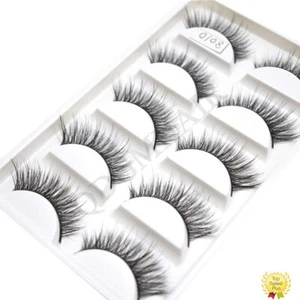 3D Mink False Eyelashes Wispy Cross Fluffy Long Fake Strip Eye Lashes 5 Pairs US - Picture 1 of 6