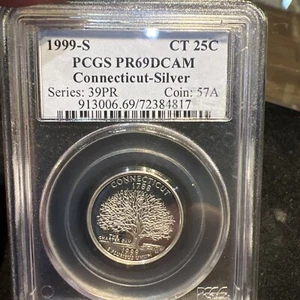 PR69 DCAM 1999-S Silver Connecticut Quarter PCGS Blue Lbl - Picture 1 of 6