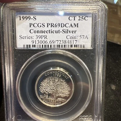 PR69 DCAM 1999-S Silver Connecticut Quarter PCGS Blue Lbl - Image 1 of 4