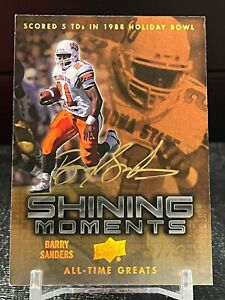 2012 UPPER DECK ALL TIME GREATS BARRY SANDERS AUTO SHINING MOMENTS #D 5/10