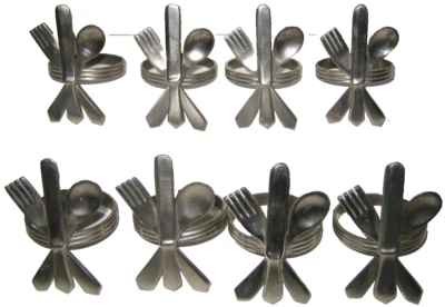Cubiertos con soportes para anillos de servilleta de acero inoxidable 8 ct. Foto 1 de 4