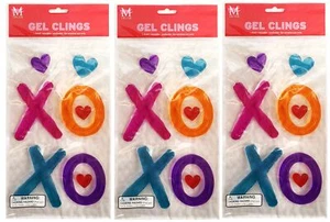 Valentine's Day 3 Pack Gel Window Clings 24 Piece Decor Love Hearts XOXO Multi - Picture 1 of 2