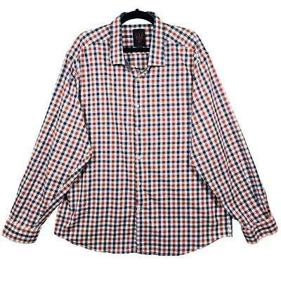 Linea Uomo Mens Plaid Shirt Size 4X Stretch Western Rodeo Cowboy Red White Blue - Image 1 of 4