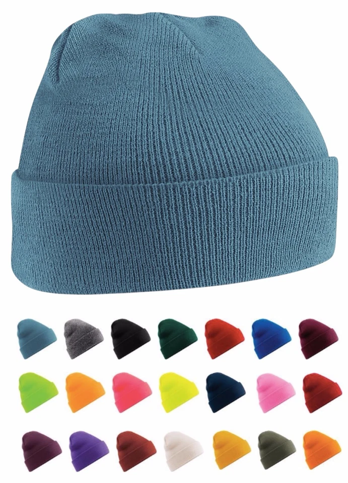 Bonnet Tricoté Uni Ski Bleu Marron Vert Orange Rose Violet Rouge Blanc Jaune - Photo 1/1