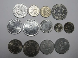 Lot of 13 Different Indonesia Coins - 1955 to 2003 - Circulated & BU - Picture 1 of 2