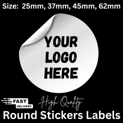 Personalised Round Circle Stickers Printed Custom Logo Labels Business Glossy