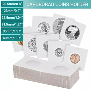 300 Assorted 2x2 in Cardboard Coin Flip Mylar Coin Holder 6 Sizes for Collection - Picture 1 of 17