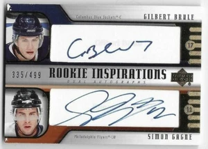 05/06 ACTUALIZACIÓN DE NOVATO CUBIERTA SUPERIOR DOBLE AUTÓGRAFO Gilbert Brule/Simon Gagne #335/499 - Imagen 1 de 1