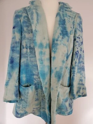 Ralph Lauren Blazer Seda Cruda Azul Traje Abrigo Deportivo Gris Azul Morado Tiedye 48 XXL Foto 1 de 4