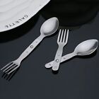 304 Stainless Steel 2-in-1 Foldable Fork Silver Spoon & Fork  Outdoor