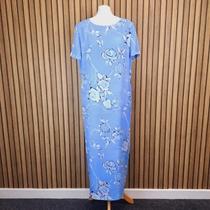 Jacques Vert Dress 16 Sky Blue Floral Long Straight Party - Picture 1 of 11