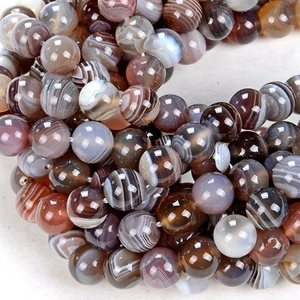 Natural Botswana Agate Gemstone 8 MM Round Smooth Beads Strand 15.5" For Jewelry - Picture 1 of 3