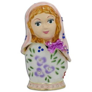 Jeweled Doll Jewelry Trinket Box Figurine 3 Inches - Picture 1 of 3