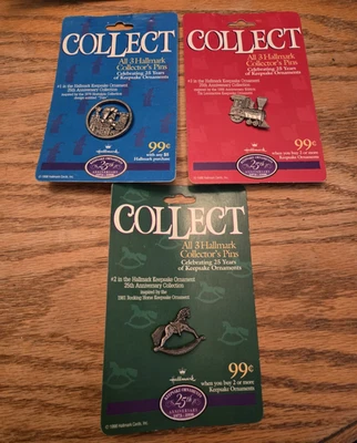 Juego de 3 prendedores de coleccionista de Navidad Hallmark nuevos 1998 vintage Foto 1 de 4