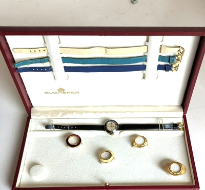 Ladies Bucherer Watch Runs Set Changeable Interchangeable Bezels Bands Box - Image 1 of 4