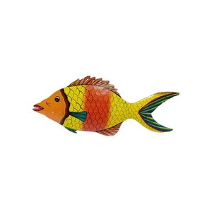 Tropische Fische Haiti Metallkunst Wanddeko hell skurril signiert Handarbeit  - Bild 1 von 8