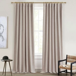 Nursery Curtains Neutral Blackout, Floor to Ceiling Track Privacy Curtains fo... - Picture 1 of 8