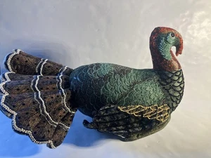 John Derian X Target 2024 16x15 Beaded Thanksgiving Turkey Novelty Plush Pillow - Picture 1 of 9